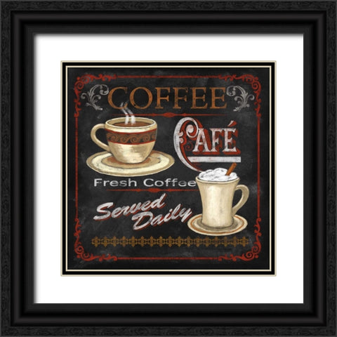 Coffee Cafe Black Ornate Wood Framed Art Print with Double Matting by Knutsen, Conrad