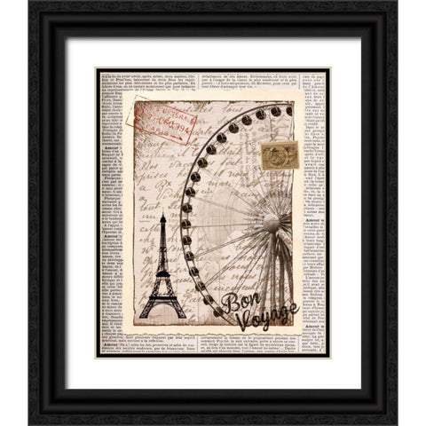 Bon Voyage Black Ornate Wood Framed Art Print with Double Matting by Craven, Katrina