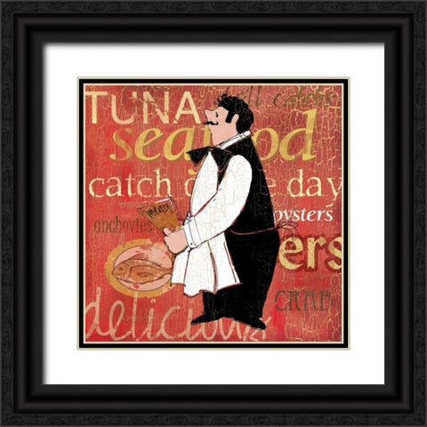 Fresh Seafood Black Ornate Wood Framed Art Print with Double Matting by Robinson, Carol