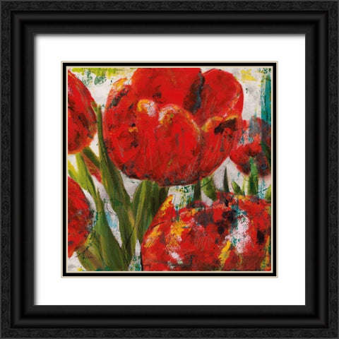 Painted Tulips II Black Ornate Wood Framed Art Print with Double Matting by Craven, Katrina