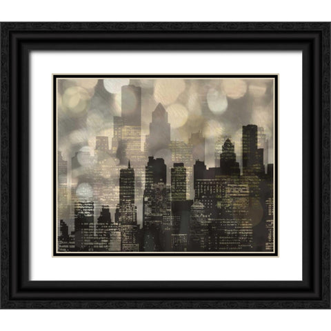 City L Lights Black Ornate Wood Framed Art Print with Double Matting by Craven, Katrina