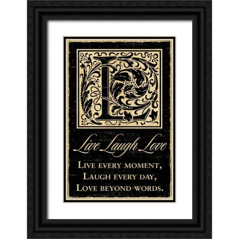 Live Laugh Love Black Ornate Wood Framed Art Print with Double Matting by Havoc Gifts