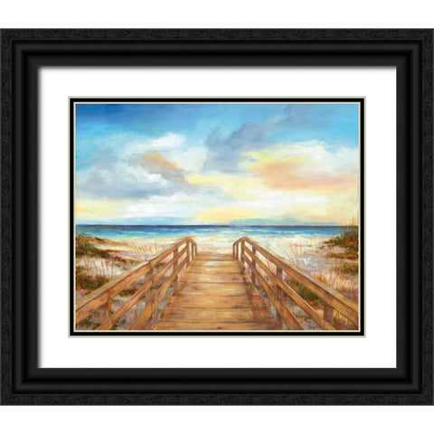 Walk to the Beach Black Ornate Wood Framed Art Print with Double Matting by Nan