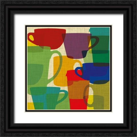 Kitchen Cups Black Ornate Wood Framed Art Print with Double Matting by Craven, Katrina