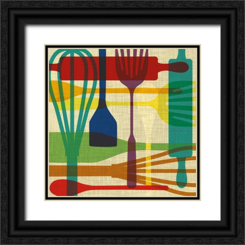 Kitchen Utensils Black Ornate Wood Framed Art Print with Double Matting by Craven, Katrina