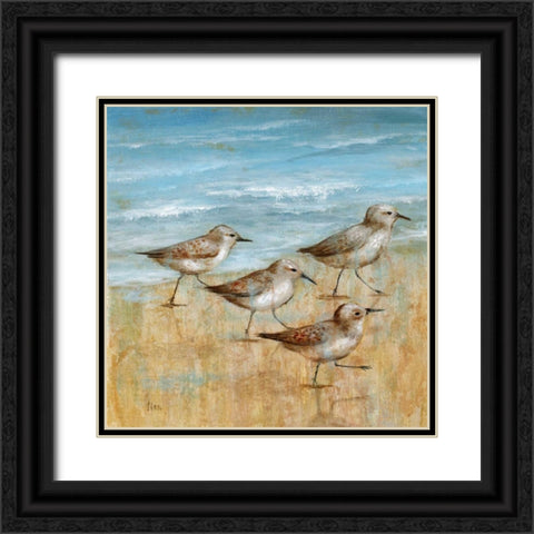 Sandpipers I Black Ornate Wood Framed Art Print with Double Matting by Nan