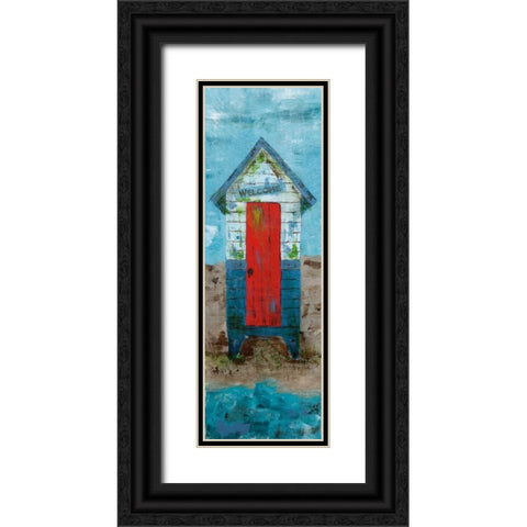 Beach Hut Black Ornate Wood Framed Art Print with Double Matting by Craven, Katrina