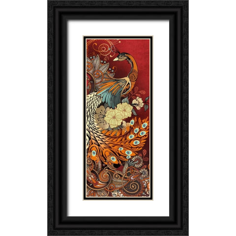Peacock II Black Ornate Wood Framed Art Print with Double Matting by Knutsen, Conrad