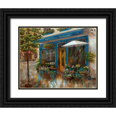 Annas Corner Flower Shop Black Ornate Wood Framed Art Print with Double Matting by Nan