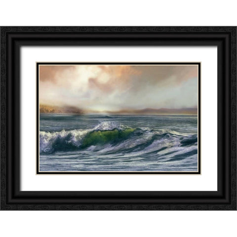 Wave Black Ornate Wood Framed Art Print with Double Matting by Calascibetta, Mike