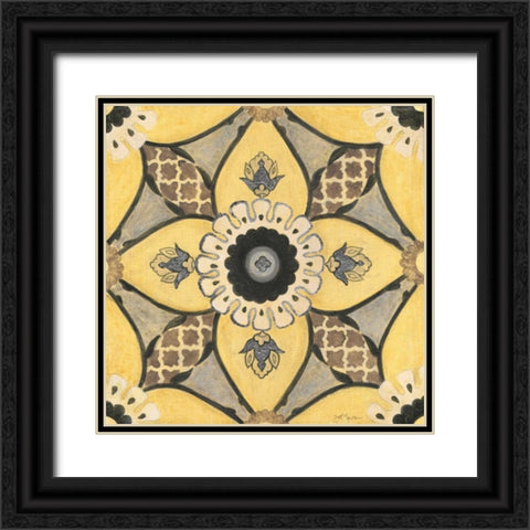 Moroccan Tile Black Ornate Wood Framed Art Print with Double Matting by Tava Studios