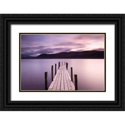 Brandlehow Bay Jetty-Derwenter Black Ornate Wood Framed Art Print with Double Matting by Delimont, Danita