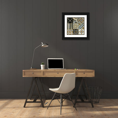 Midcentury Modern Black Ornate Wood Framed Art Print with Double Matting by Tava Studios