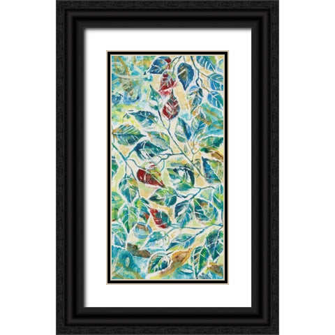 Leaf Montage I Black Ornate Wood Framed Art Print with Double Matting by Donovan, Maria