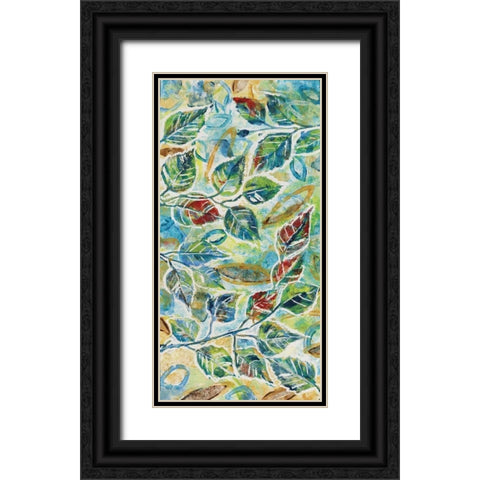 Leaf Montage II Black Ornate Wood Framed Art Print with Double Matting by Donovan, Maria