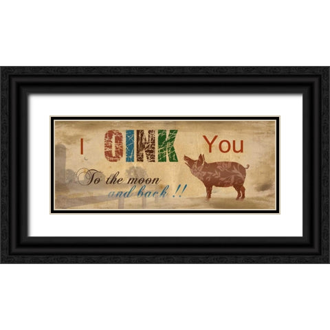 Oink Black Ornate Wood Framed Art Print with Double Matting by Nan