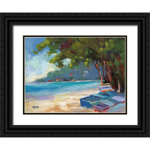 Beachside Black Ornate Wood Framed Art Print with Double Matting by Margulis, Karen