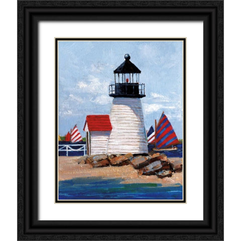 Edgartown Lighthouse Black Ornate Wood Framed Art Print with Double Matting by Swatland, Sally
