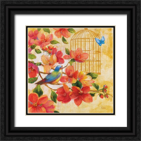 Spring Fling I Black Ornate Wood Framed Art Print with Double Matting by Nan