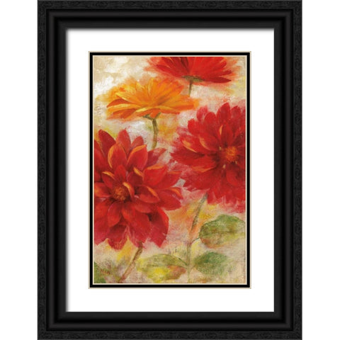 Red Floral II Black Ornate Wood Framed Art Print with Double Matting by Nan