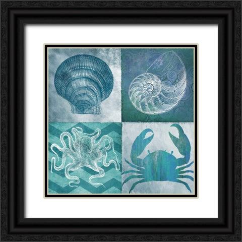 Nautical Quad I Black Ornate Wood Framed Art Print with Double Matting by Knutsen, Conrad