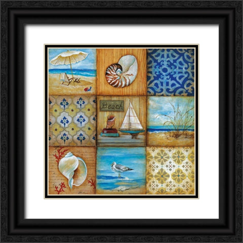 Beach Scenes Black Ornate Wood Framed Art Print with Double Matting by Tava Studios
