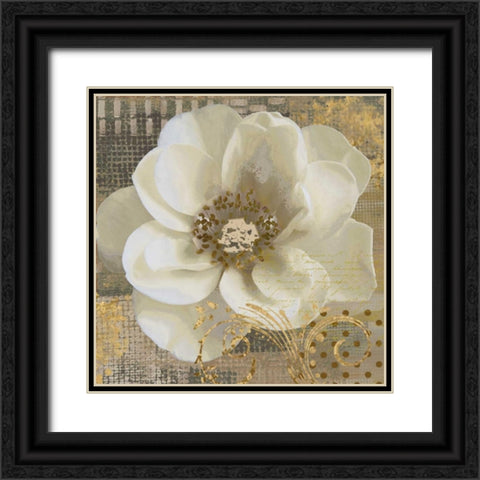 White Poppy Shimmer I Black Ornate Wood Framed Art Print with Double Matting by Nan