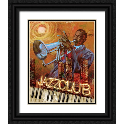 Jazz Club Black Ornate Wood Framed Art Print with Double Matting by Knutsen, Conrad