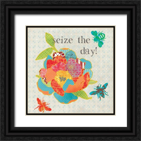 Seize The Day Black Ornate Wood Framed Art Print with Double Matting by Robinson, Carol