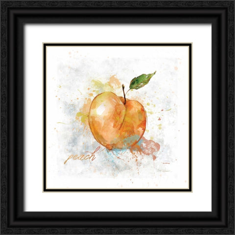 Fresh Peach Black Ornate Wood Framed Art Print with Double Matting by Robinson, Carol