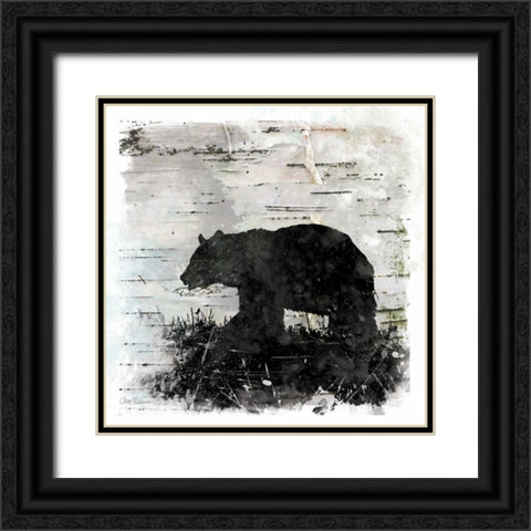 Birchbark Bear Black Ornate Wood Framed Art Print with Double Matting by Robinson, Carol