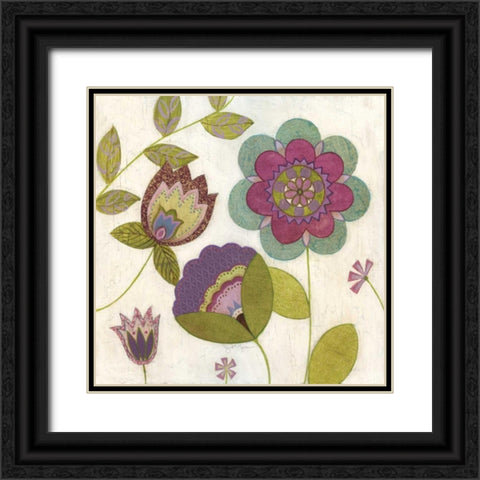 Posie II Black Ornate Wood Framed Art Print with Double Matting by Tava Studios