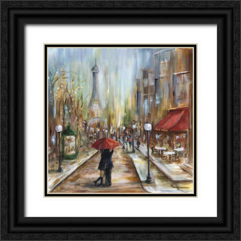 Kiss Me in Paris Black Ornate Wood Framed Art Print with Double Matting by Dunlap, Marilyn