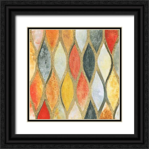 Teardrop Mosaic Black Ornate Wood Framed Art Print with Double Matting by Tava Studios