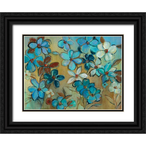 Field of Blue Black Ornate Wood Framed Art Print with Double Matting by Robinson, Carol