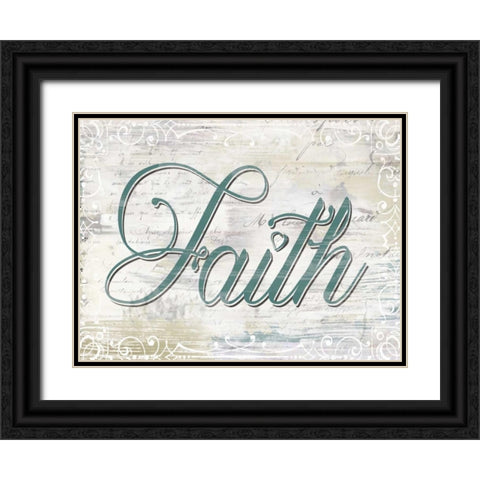 Shabby Chic Faith Black Ornate Wood Framed Art Print with Double Matting by Donovan, Kelly