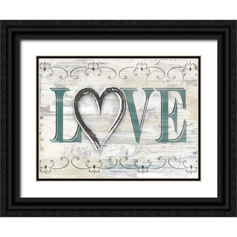 Shabby Chic Love Black Ornate Wood Framed Art Print with Double Matting by Donovan, Kelly