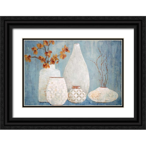 Soft Light Black Ornate Wood Framed Art Print with Double Matting by Tava Studios