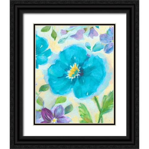 Bright Poppy Blue II Black Ornate Wood Framed Art Print with Double Matting by Nan