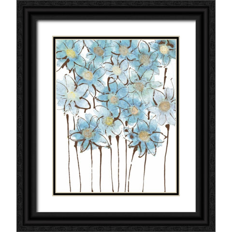 Soft Forget Me Nots Black Ornate Wood Framed Art Print with Double Matting by Jill, Susan