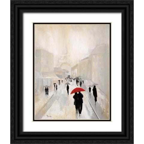 Misty in Paris Black Ornate Wood Framed Art Print with Double Matting by Tava Studios