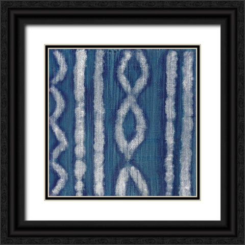 Shibori Blue III Black Ornate Wood Framed Art Print with Double Matting by Tava Studios