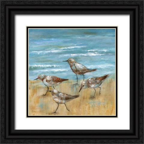 Sandpipers III Black Ornate Wood Framed Art Print with Double Matting by Nan