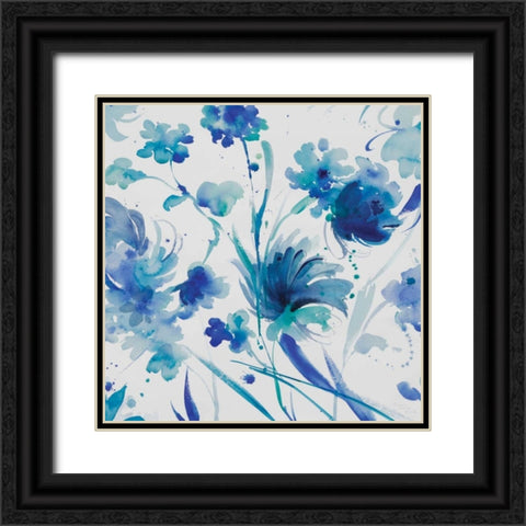 Whimsical Blues I Black Ornate Wood Framed Art Print with Double Matting by Troise Heidel, Theresa