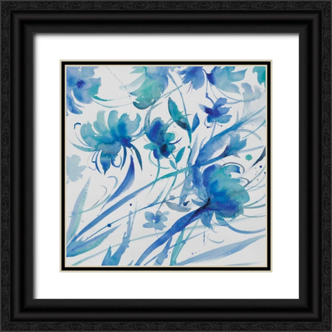 Whimsical Blues II Black Ornate Wood Framed Art Print with Double Matting by Troise Heidel, Theresa