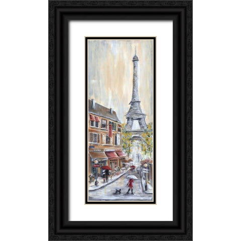 Paris Poodle Black Ornate Wood Framed Art Print with Double Matting by Dunlap, Marilyn