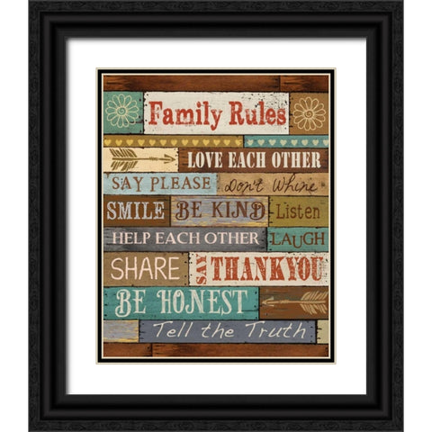 Family Rules Black Ornate Wood Framed Art Print with Double Matting by Knutsen, Conrad