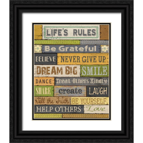 Lifes Rules Black Ornate Wood Framed Art Print with Double Matting by Knutsen, Conrad