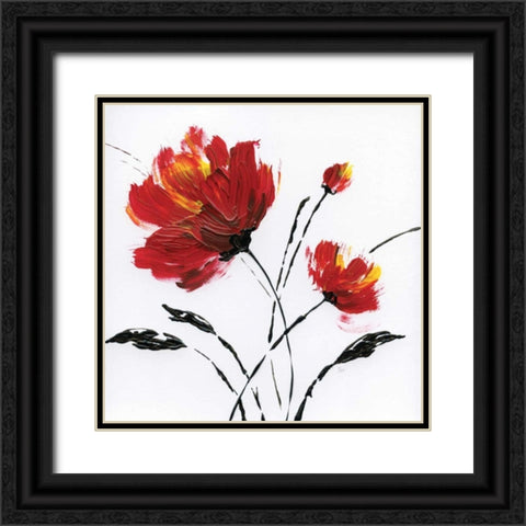 Red Poppy Splash II Black Ornate Wood Framed Art Print with Double Matting by Nan