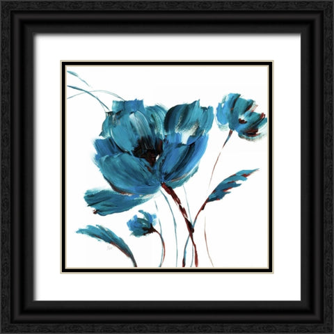 Blue Poppy Splash III Black Ornate Wood Framed Art Print with Double Matting by Nan